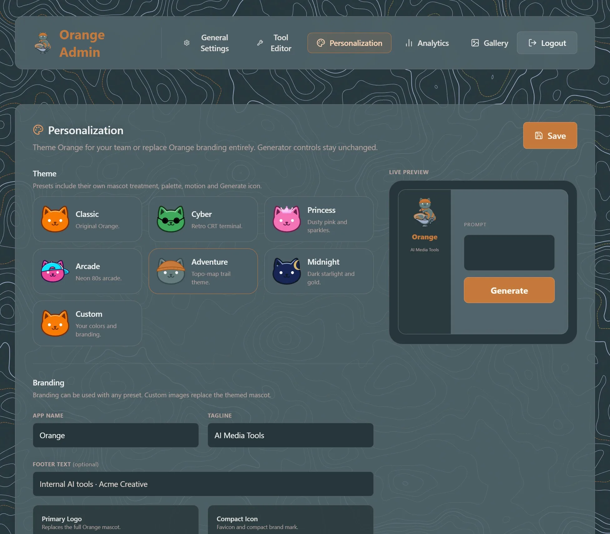 Orange General Settings