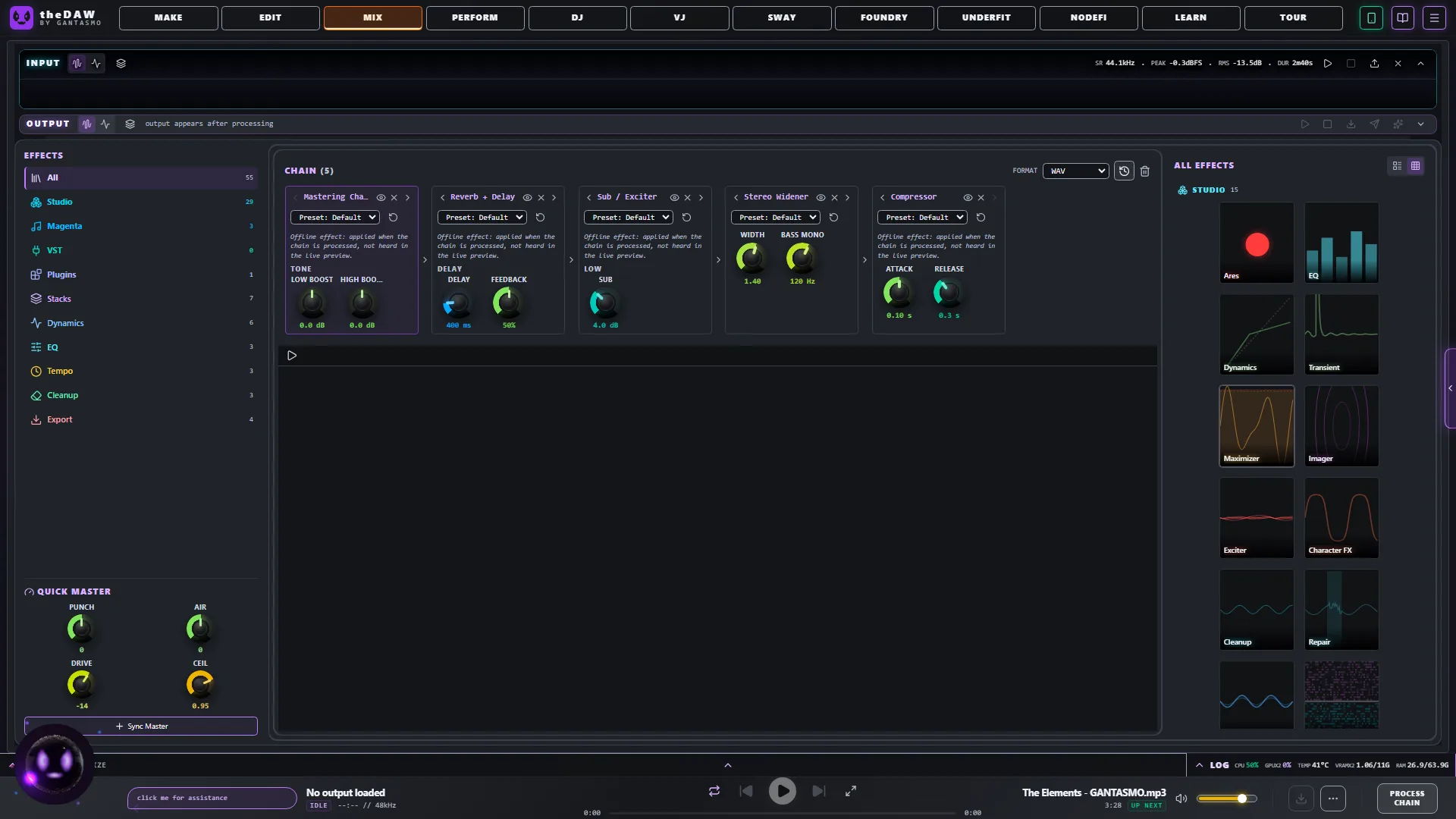 The MIX tab